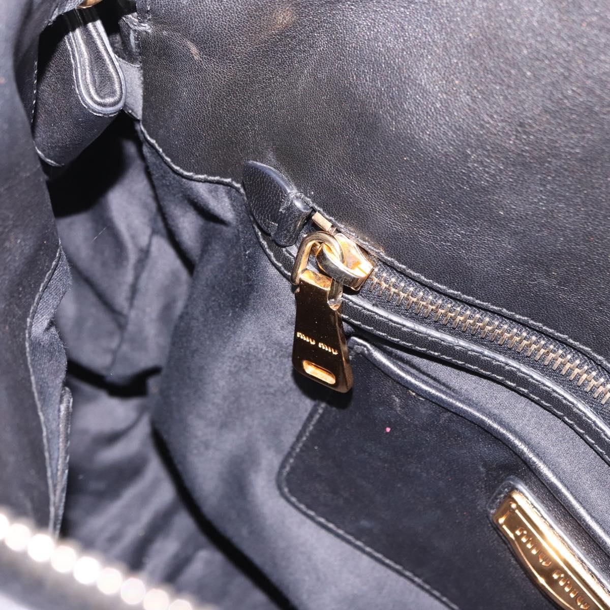 Miu Miu Matelasse Hand Bag Leather 2way Black Gold Auth am12113V