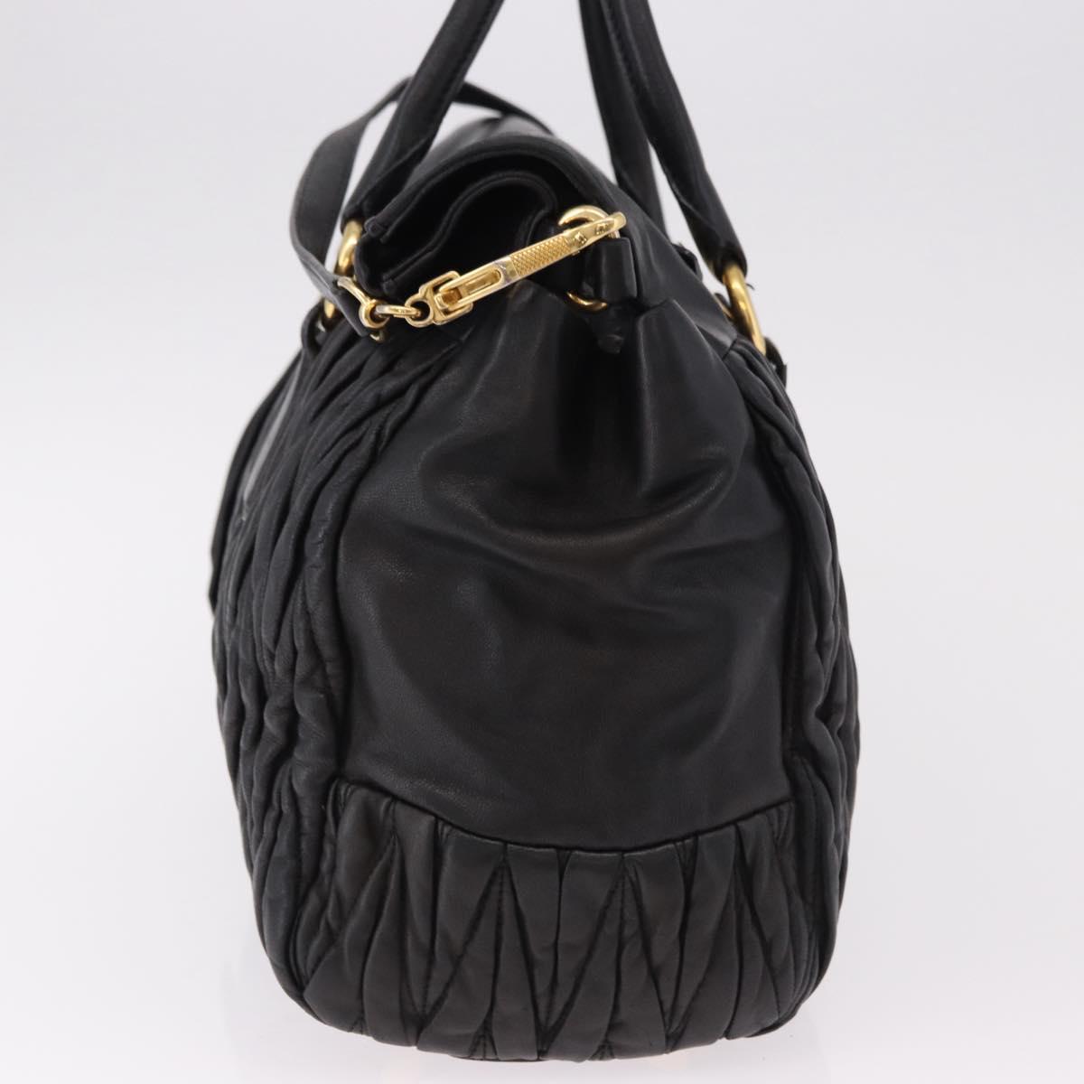 Miu Miu Matelasse Hand Bag Leather 2way Black Gold Auth am12113V