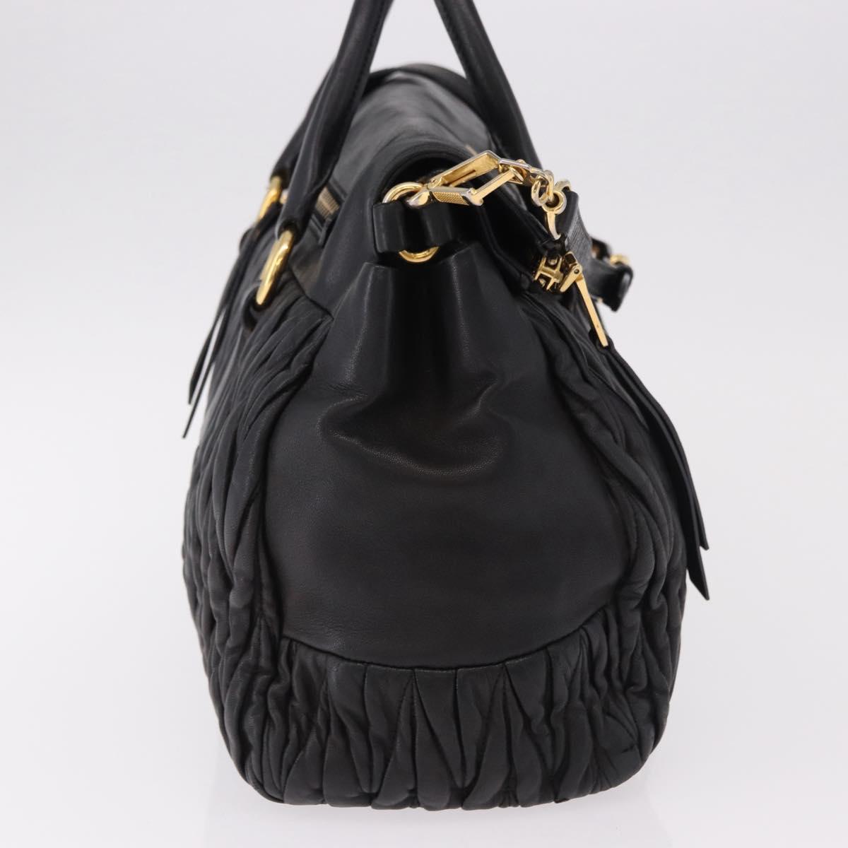 Miu Miu Matelasse Hand Bag Leather 2way Black Gold Auth am12113V