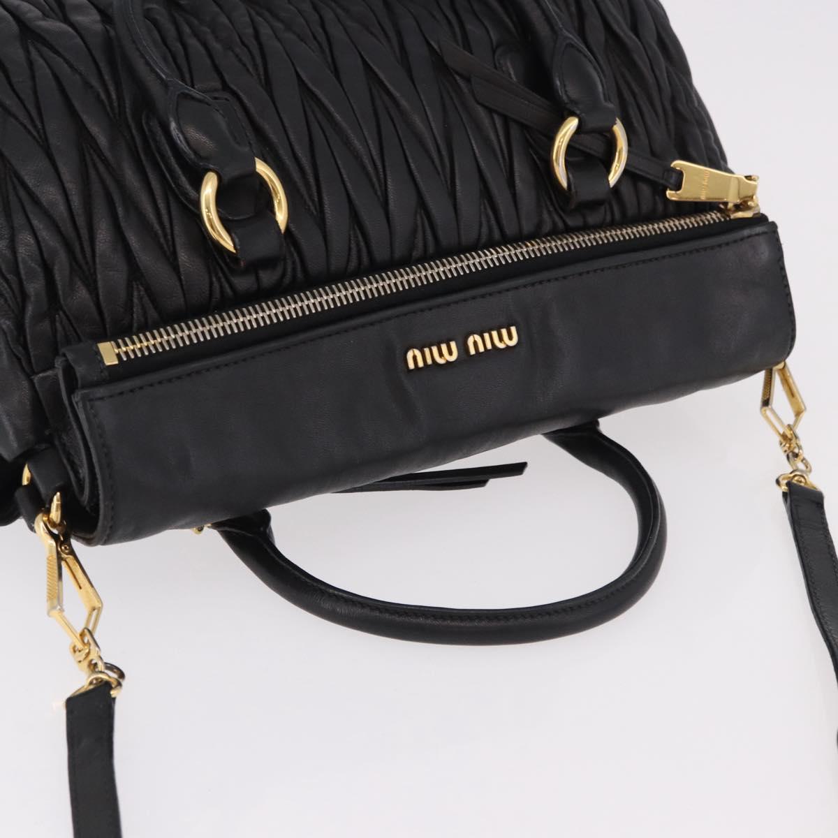 Miu Miu Matelasse Hand Bag Leather 2way Black Gold Auth am12113V