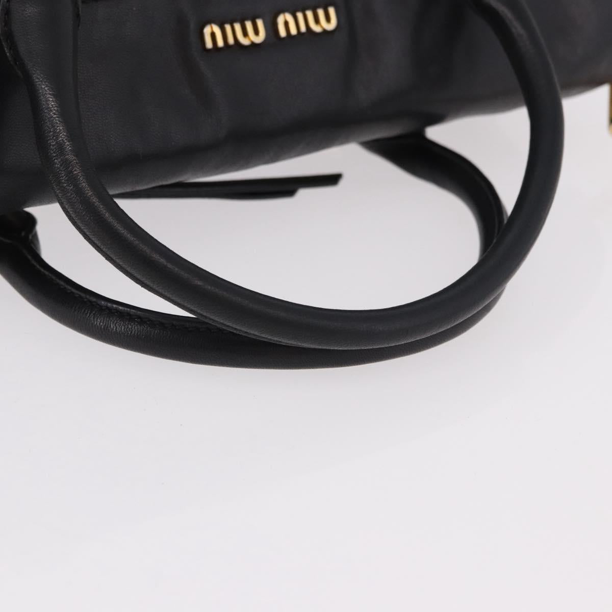 Miu Miu Matelasse Hand Bag Leather 2way Black Gold Auth am12113V
