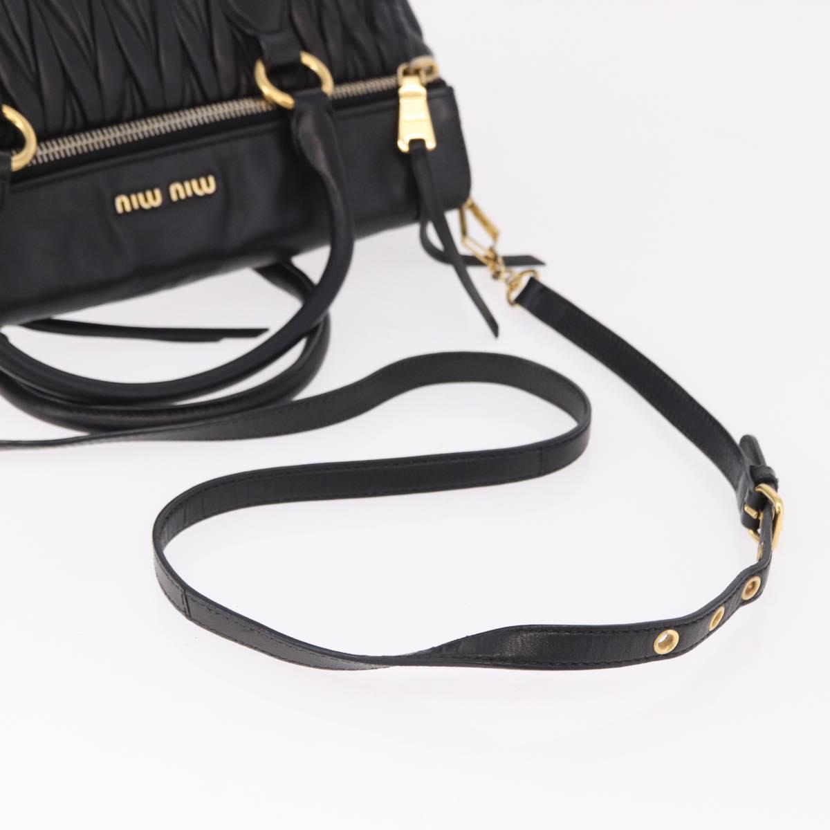 Miu Miu Matelasse Hand Bag Leather 2way Black Gold Auth am12113V