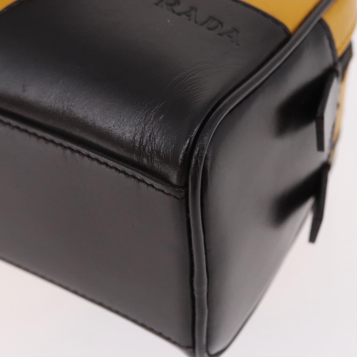 PRADA Hand Bag Leather Yellow Silver Auth am12115V