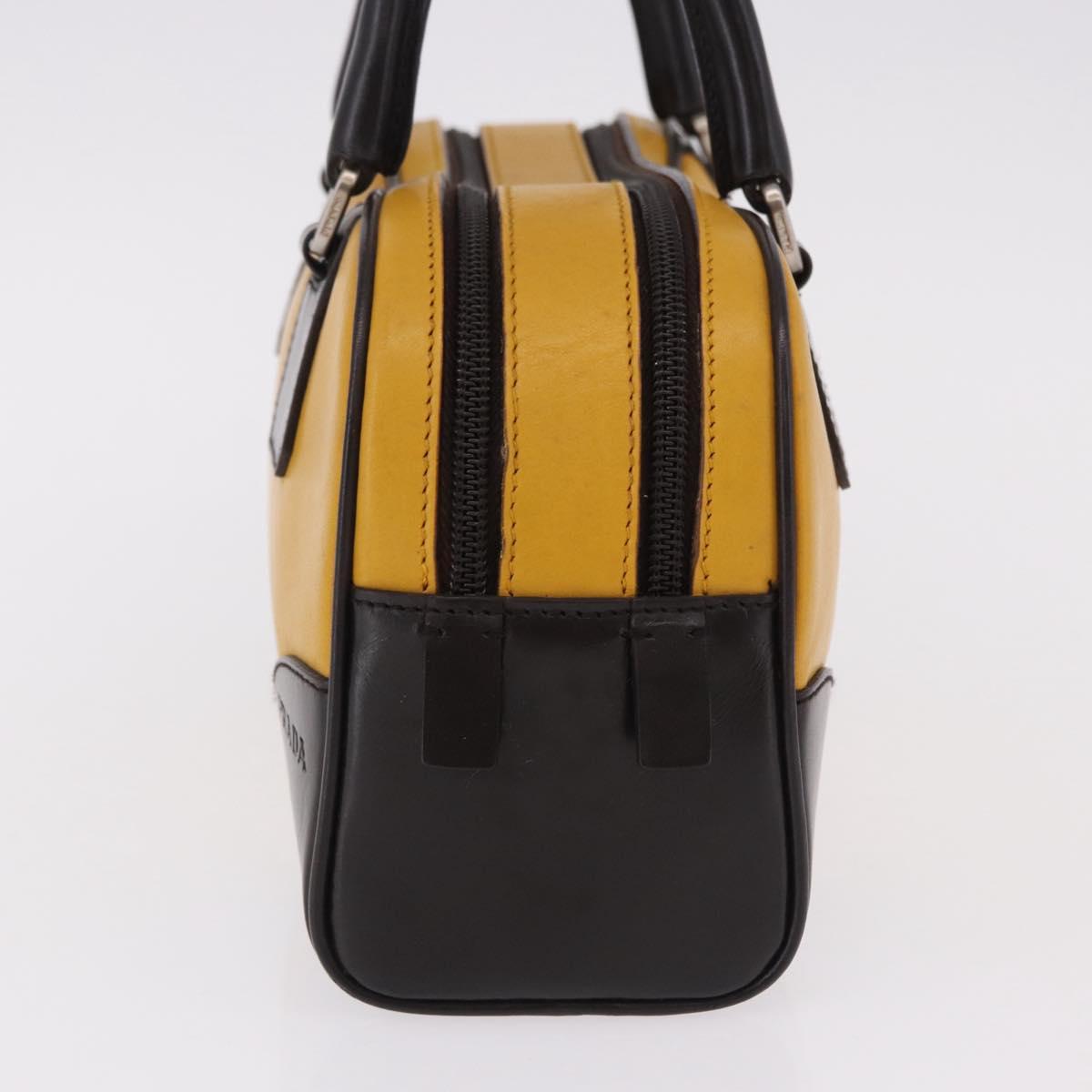 PRADA Hand Bag Leather Yellow Silver Auth am12115V
