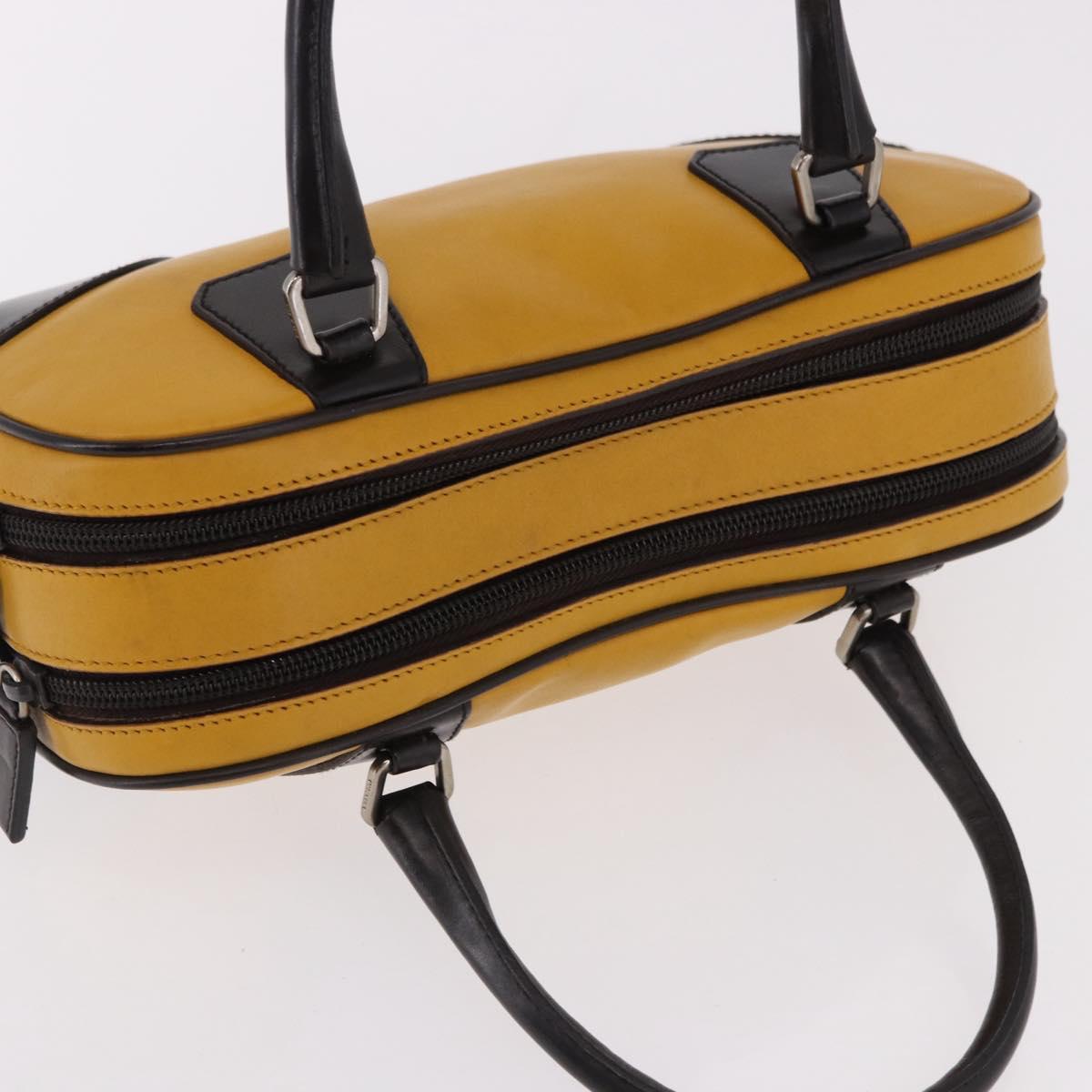 PRADA Hand Bag Leather Yellow Silver Auth am12115V