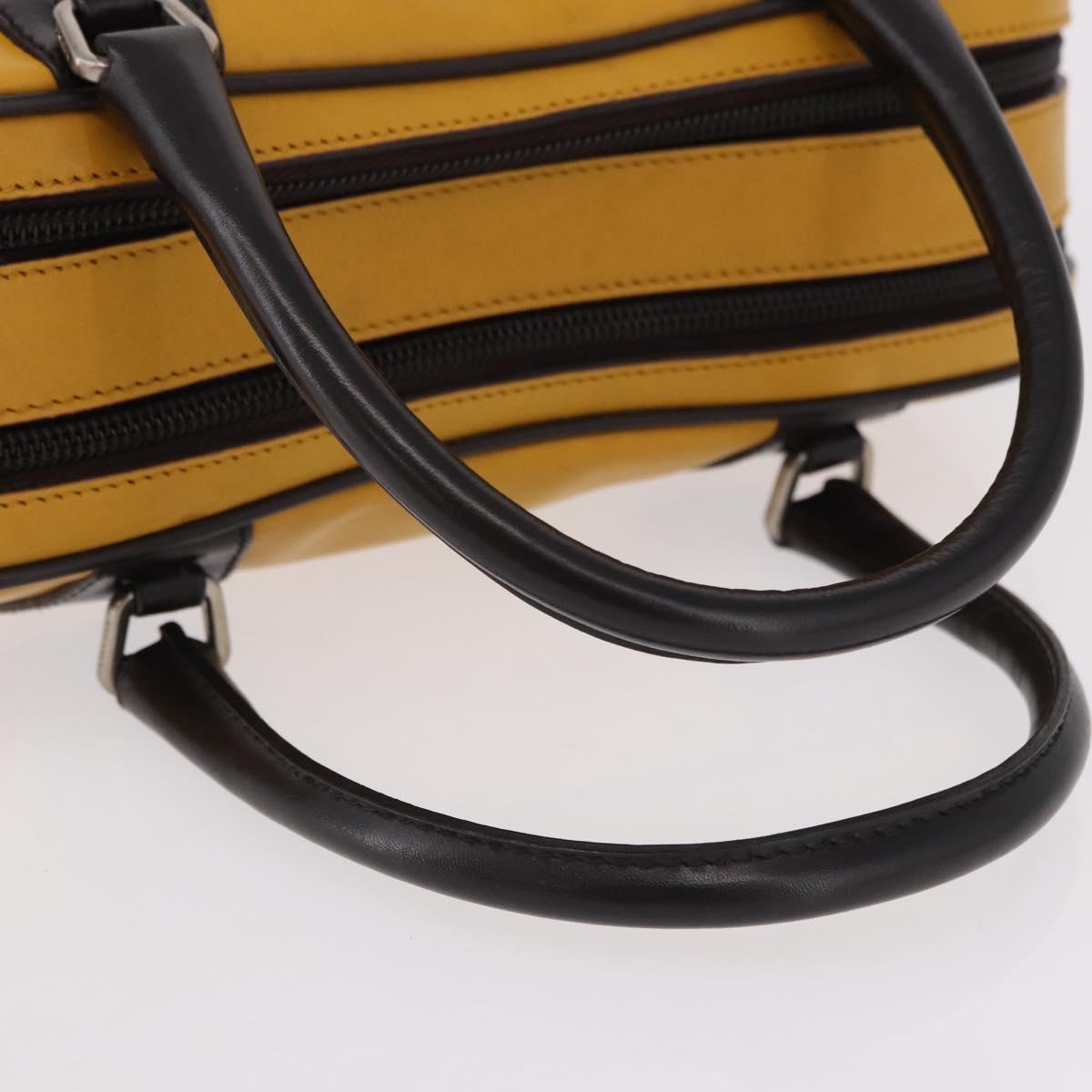 PRADA Hand Bag Leather Yellow Silver Auth am12115V