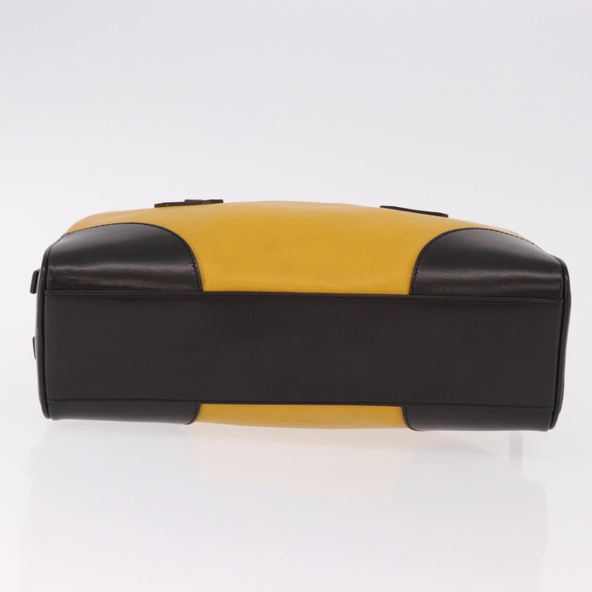 PRADA Hand Bag Leather Yellow Silver Auth am12115V