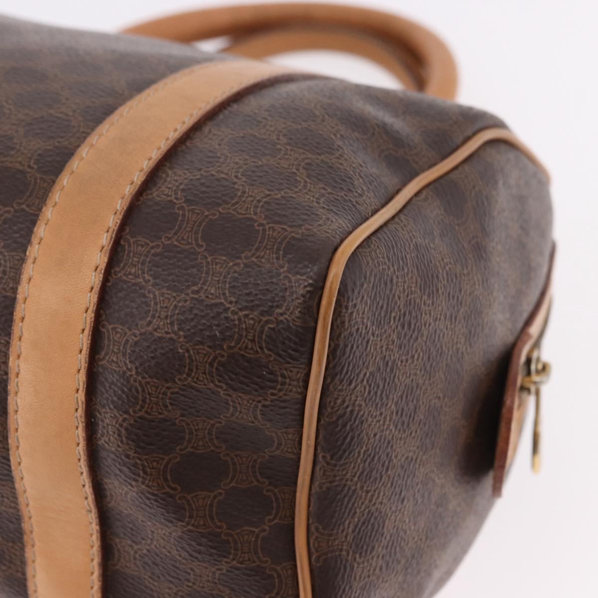 CELINE Macadam Canvas Mini Boston Bag PVC Leather Brown Gold Auth am12116A