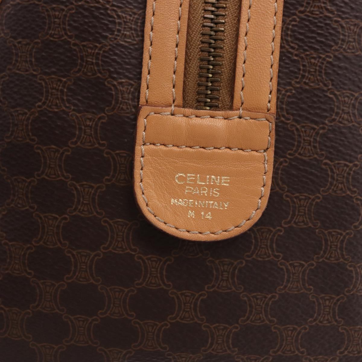 CELINE Macadam Canvas Mini Boston Bag PVC Leather Brown Gold Auth am12116A
