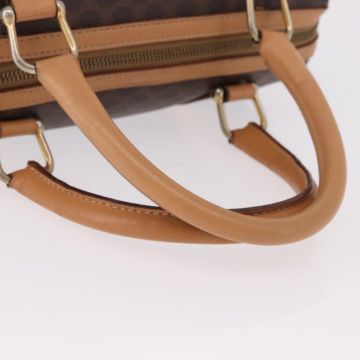 CELINE Macadam Canvas Mini Boston Bag PVC Leather Brown Gold Auth am12116A