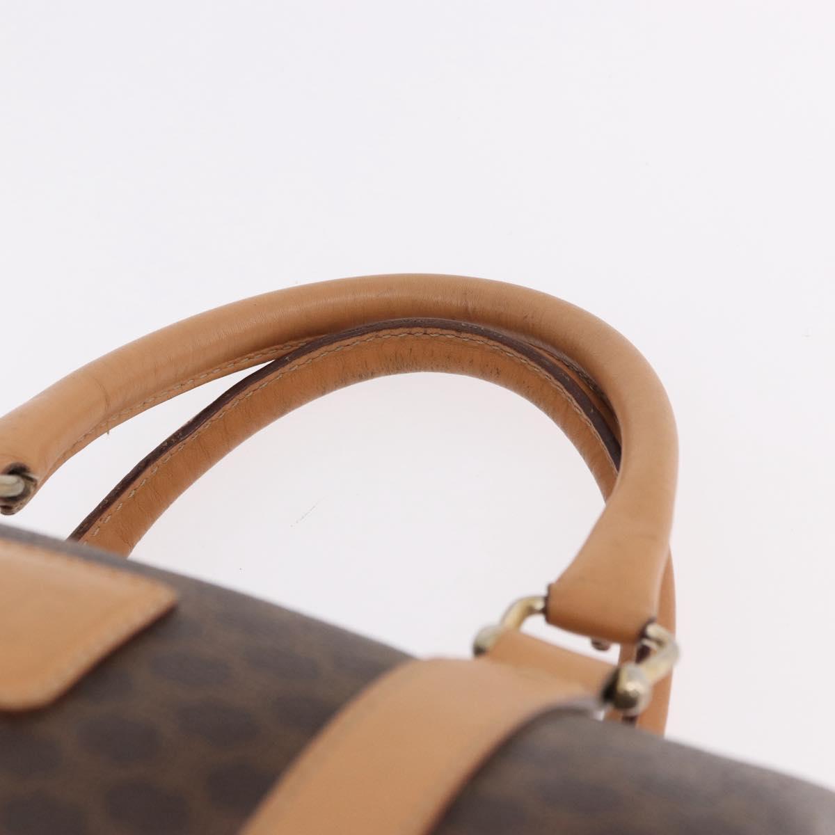 CELINE Macadam Canvas Mini Boston Bag PVC Leather Brown Gold Auth am12116A
