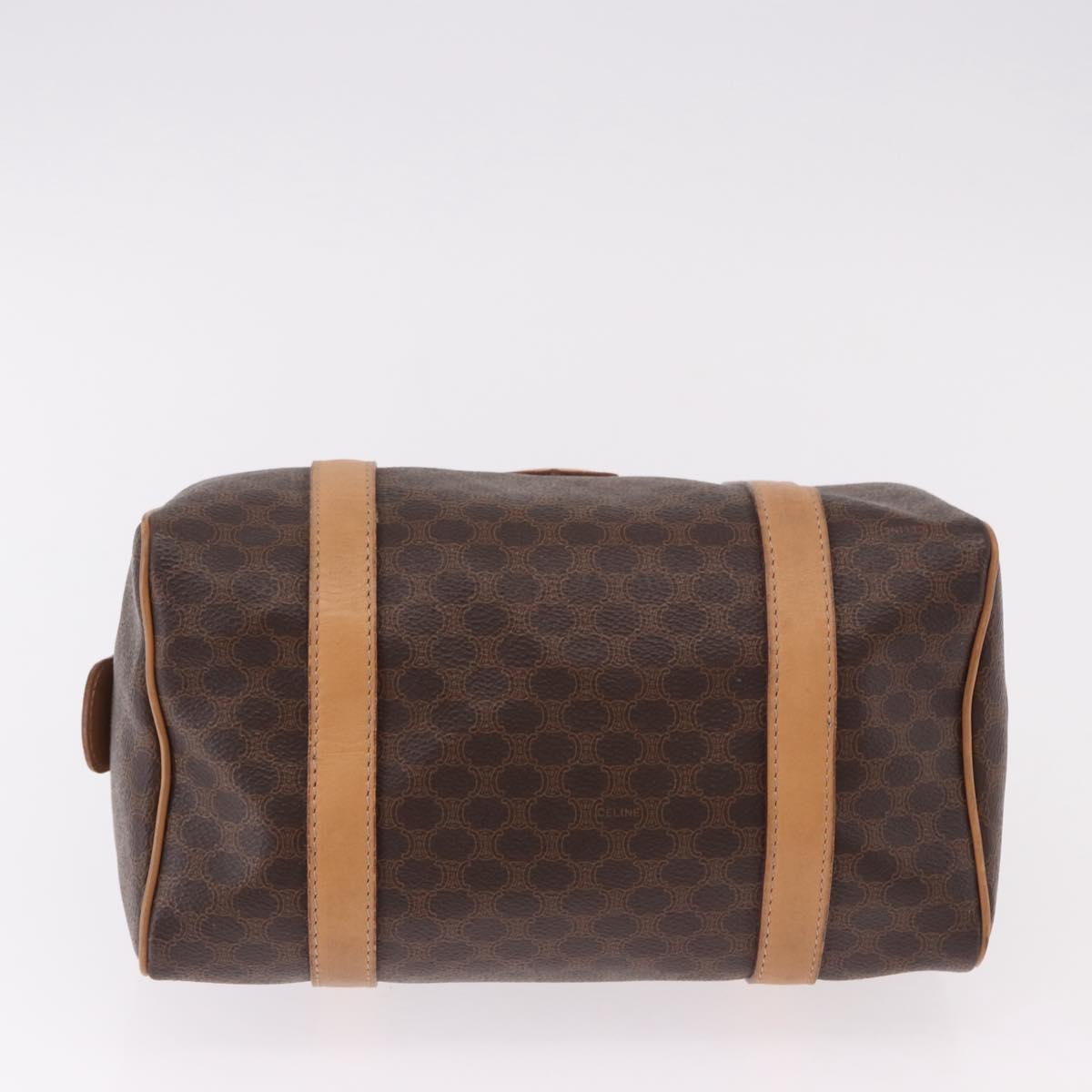 CELINE Macadam Canvas Mini Boston Bag PVC Leather Brown Gold Auth am12116A