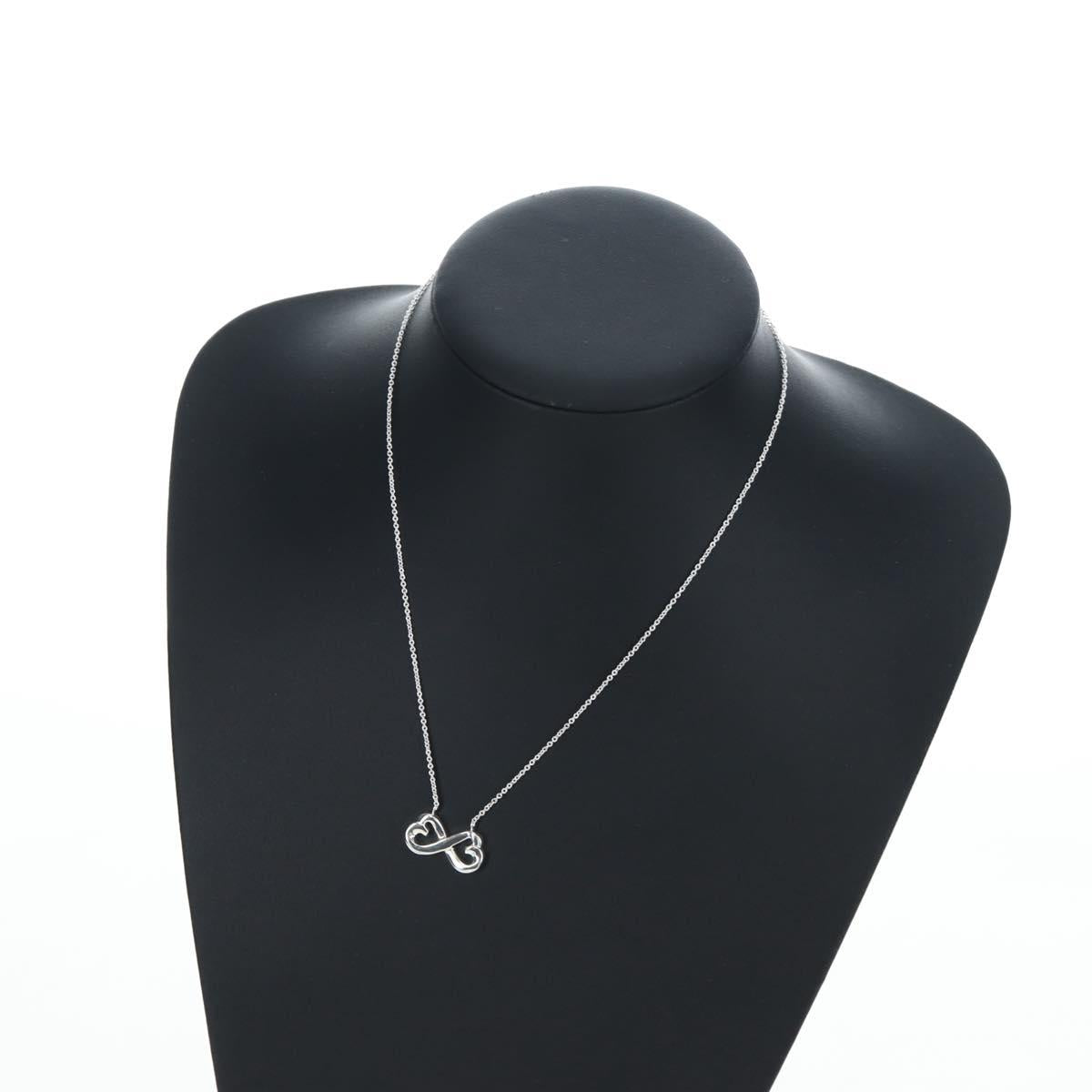 TIFFANY&Co. Double Rubbing Heart Necklace Ag925 Silver Auth am12119M