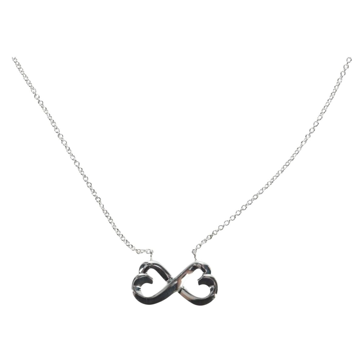 TIFFANY&Co. Double Rubbing Heart Necklace Ag925 Silver Auth am12119M