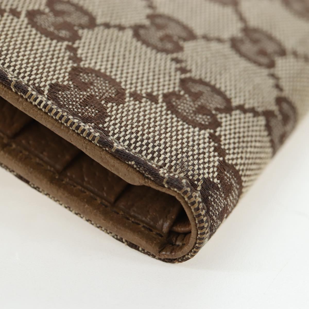 GUCCI GG Canvas Trifold Wallet Beige Gold Auth am12120V