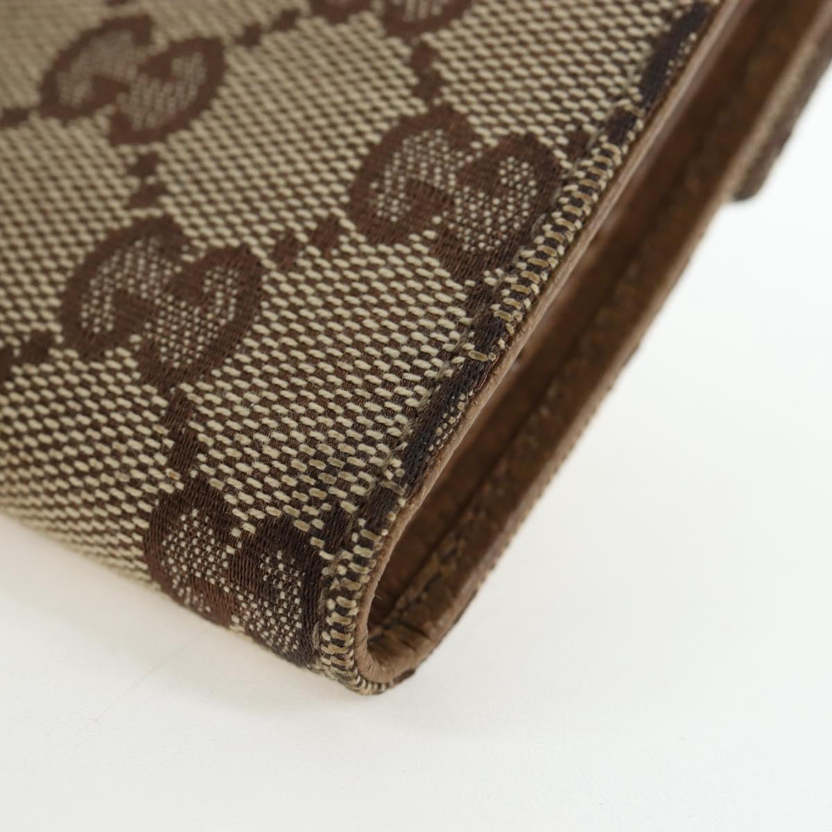 GUCCI GG Canvas Trifold Wallet Beige Gold Auth am12120V