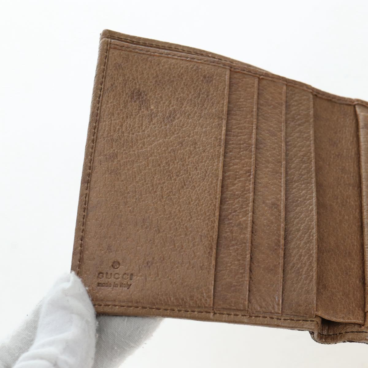 GUCCI GG Canvas Trifold Wallet Beige Gold Auth am12120V