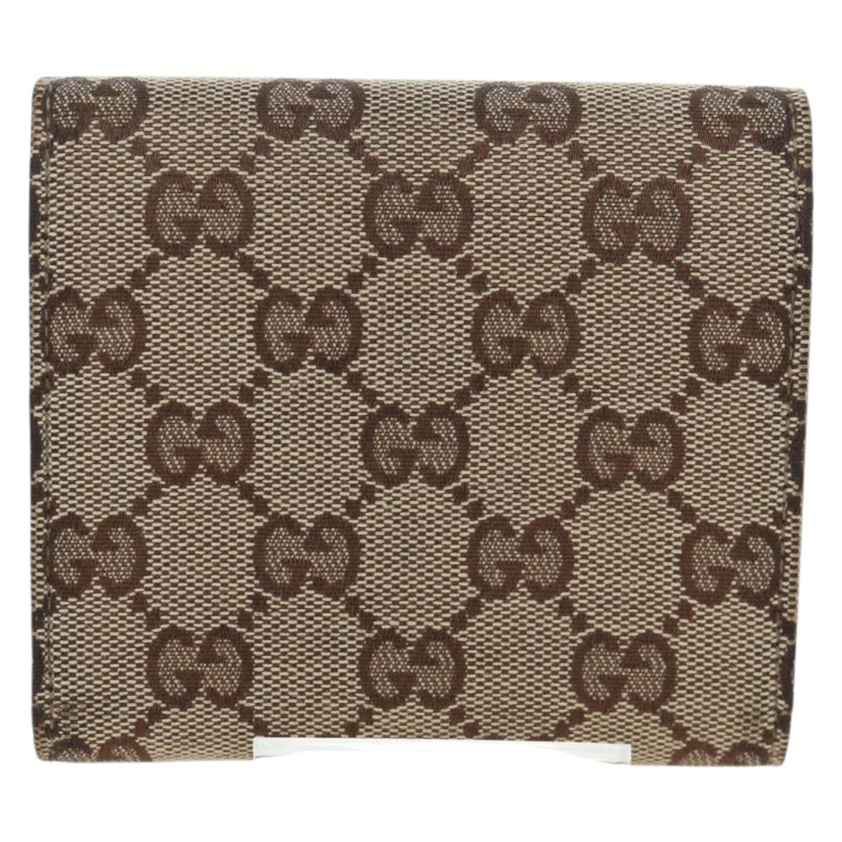 GUCCI GG Canvas Trifold Wallet Beige Gold Auth am12120V