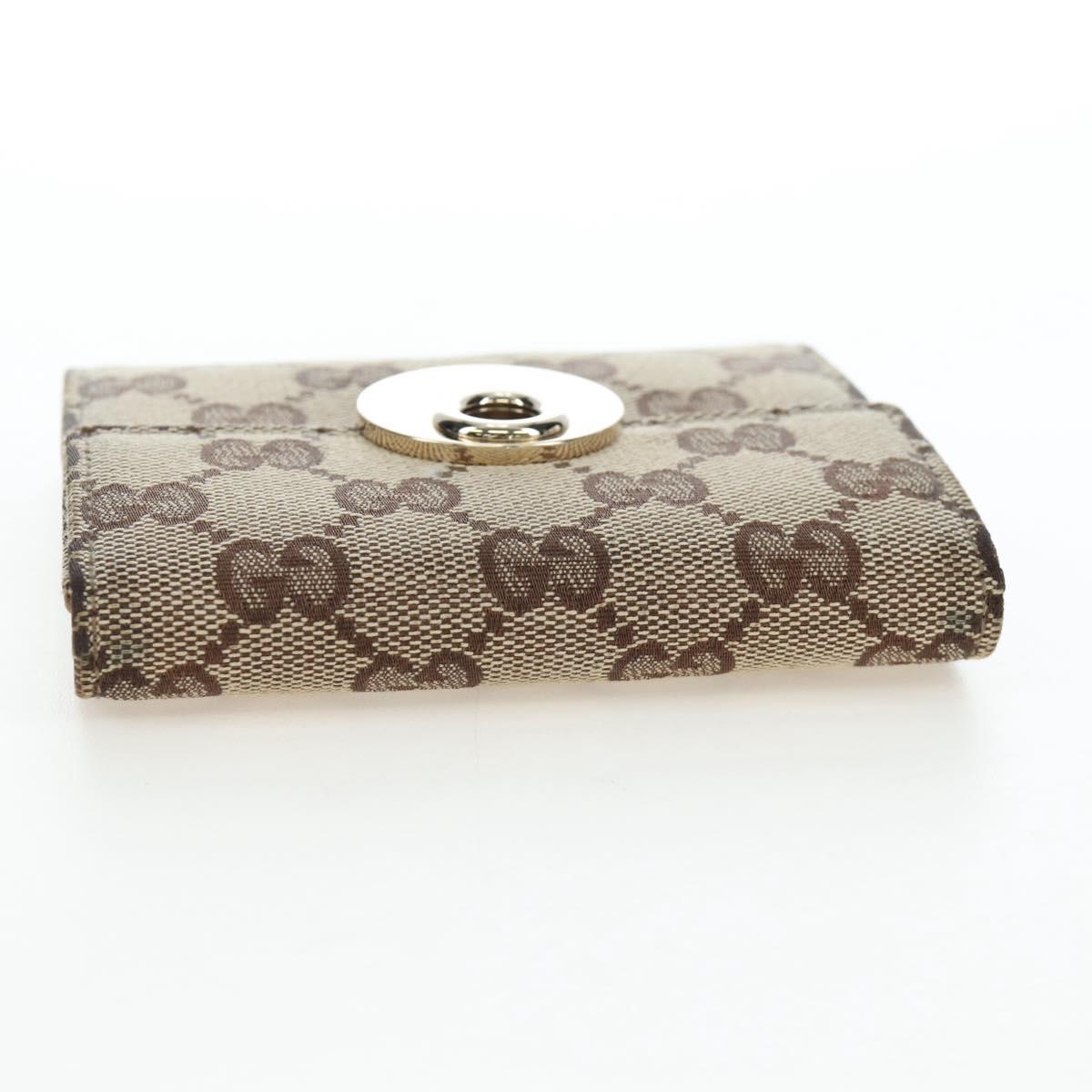 GUCCI GG Canvas Trifold Wallet Beige Gold Auth am12120V