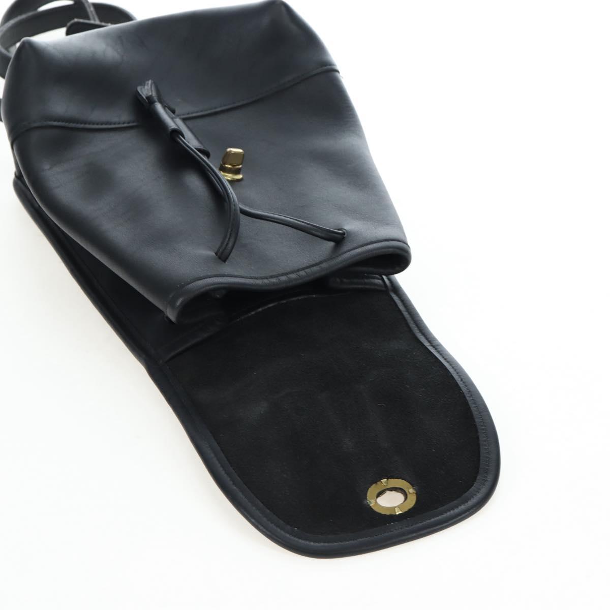Coach Backpack Leather Black Gold Auth am12121A