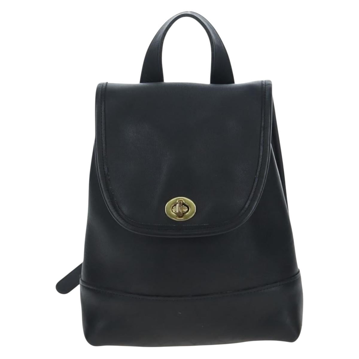 Coach Backpack Leather Black Gold Auth am12121A
