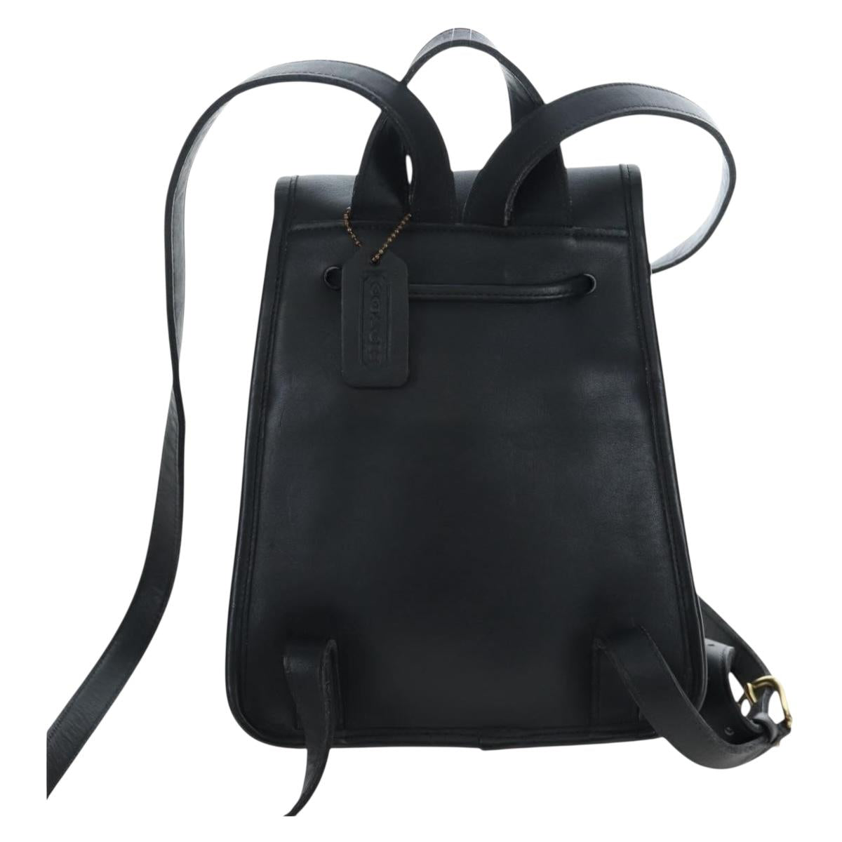 Coach Backpack Leather Black Gold Auth am12121A