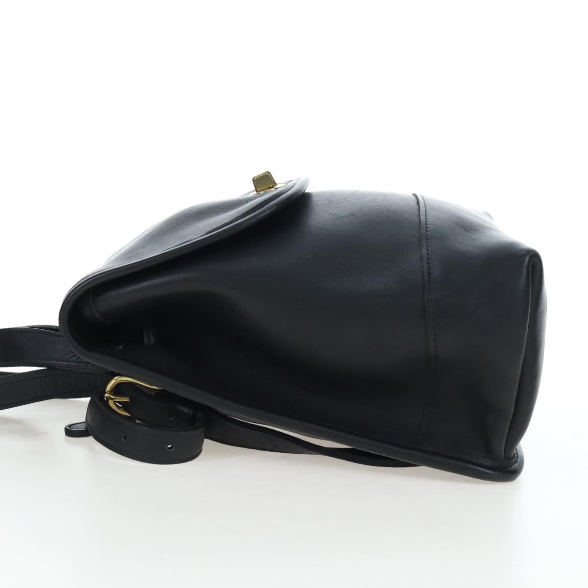 Coach Backpack Leather Black Gold Auth am12121A