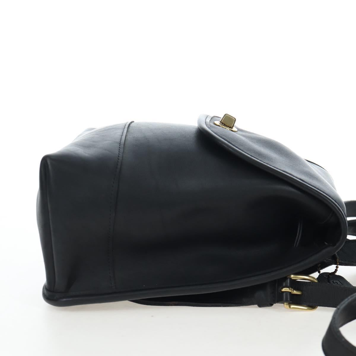Coach Backpack Leather Black Gold Auth am12121A
