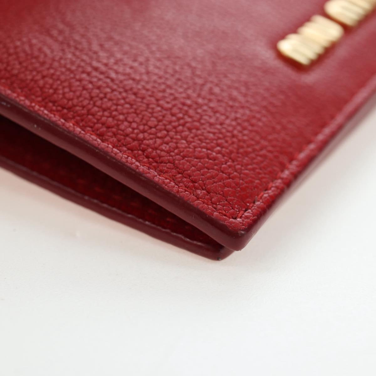 Miu Miu Wallet Leather Red Gold Auth am12122V