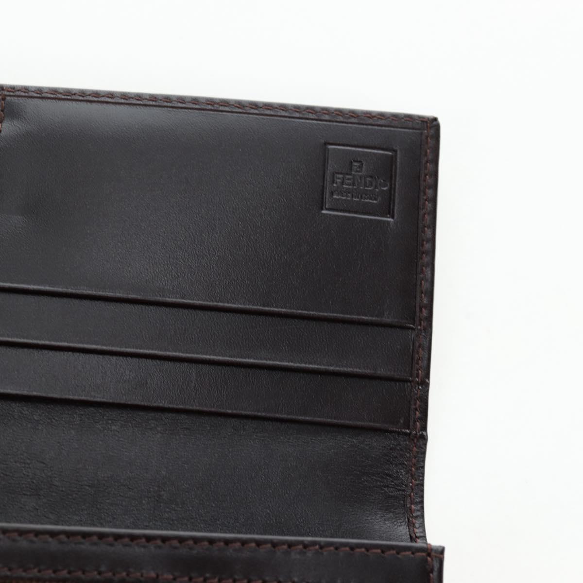 FENDI Zucca Canvas Bifold Wallet Long Wallet Black Brown Auth am12123V