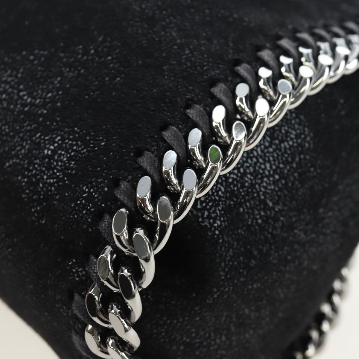 Stella MacCartney Chain Falabella Shoulder Bag Suede Black Silver Auth am12124V