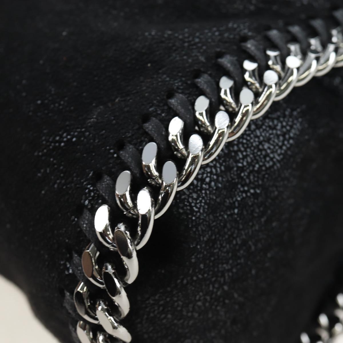 Stella MacCartney Chain Falabella Shoulder Bag Suede Black Silver Auth am12124V