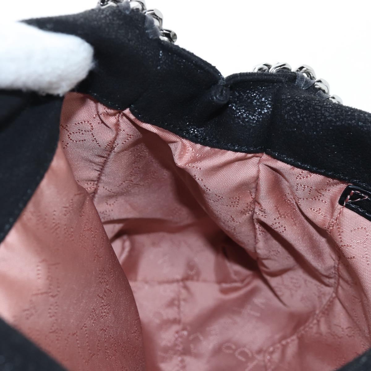 Stella MacCartney Chain Falabella Shoulder Bag Suede Black Silver Auth am12124V