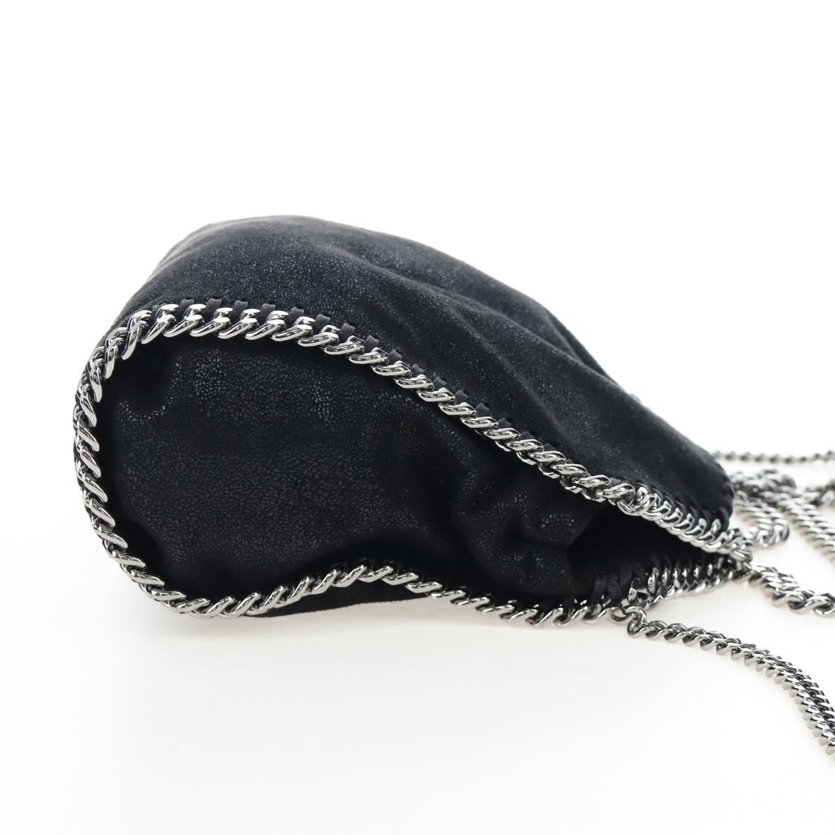 Stella MacCartney Chain Falabella Shoulder Bag Suede Black Silver Auth am12124V