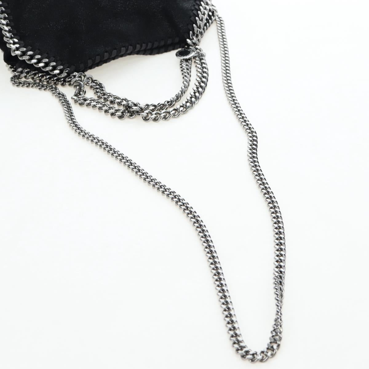 Stella MacCartney Chain Falabella Shoulder Bag Suede Black Silver Auth am12124V