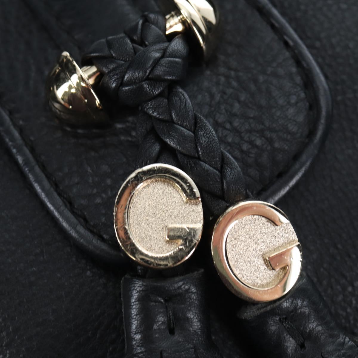 GUCCI Fringe Tote Bag Leather Black Gold 257029 Auth am12125V