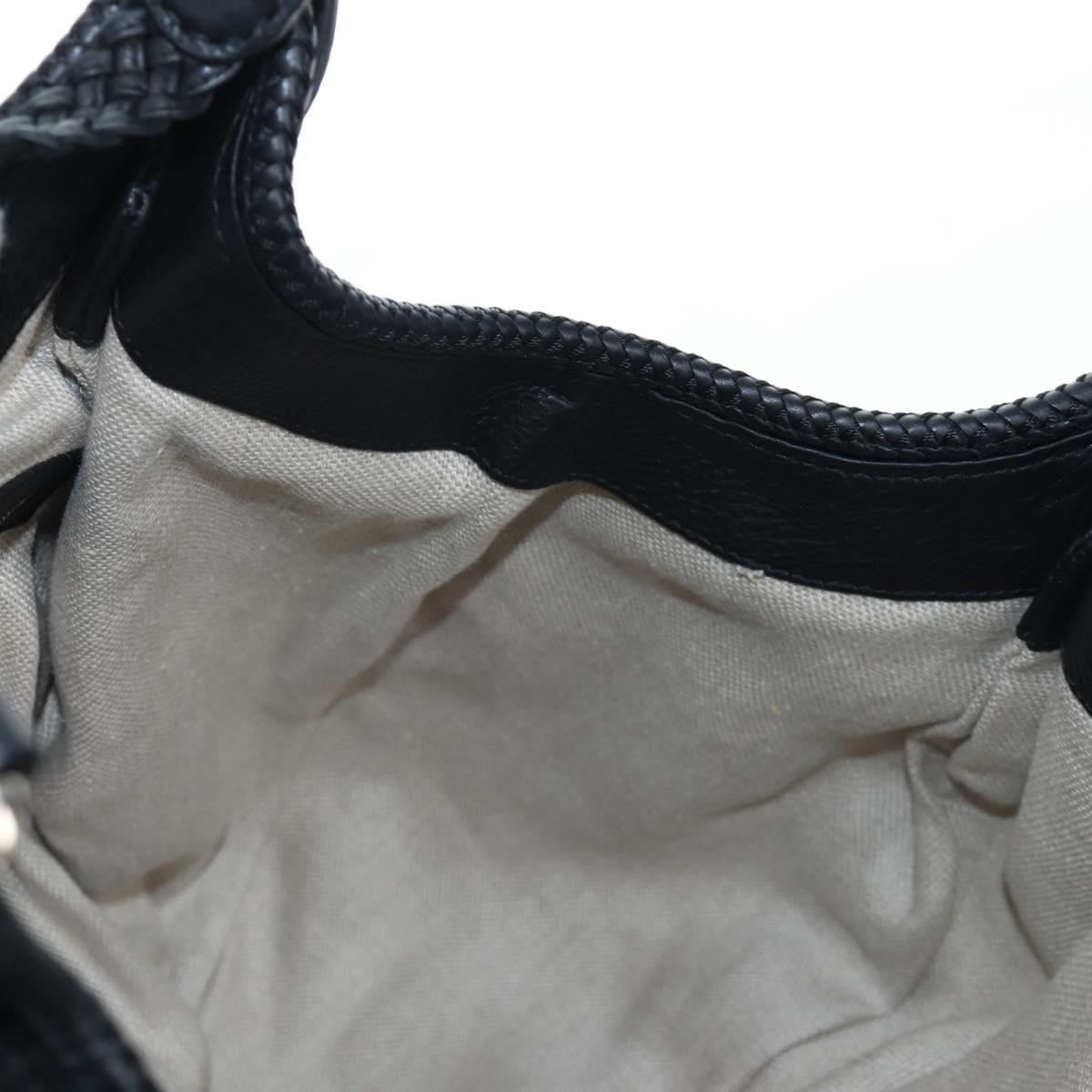 GUCCI Fringe Tote Bag Leather Black Gold 257029 Auth am12125V