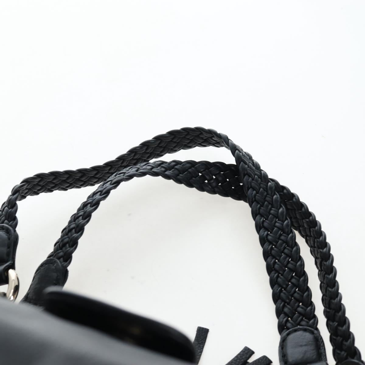 GUCCI Fringe Tote Bag Leather Black Gold 257029 Auth am12125V