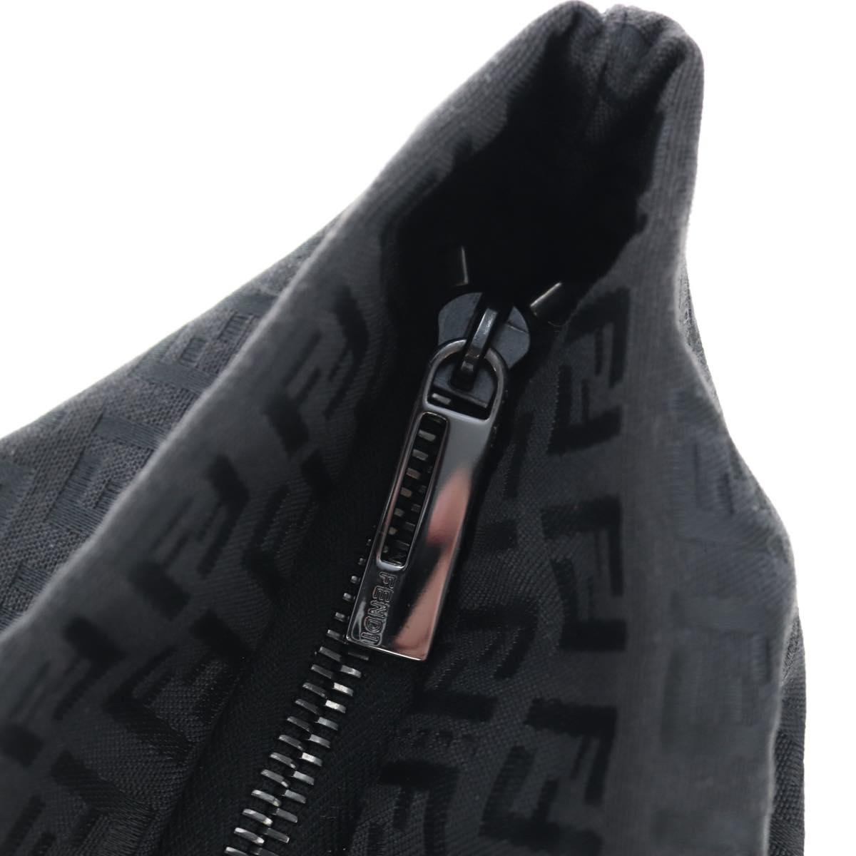 FENDI Zucchino Canvas Tote Bag Black Silver Auth am12126V