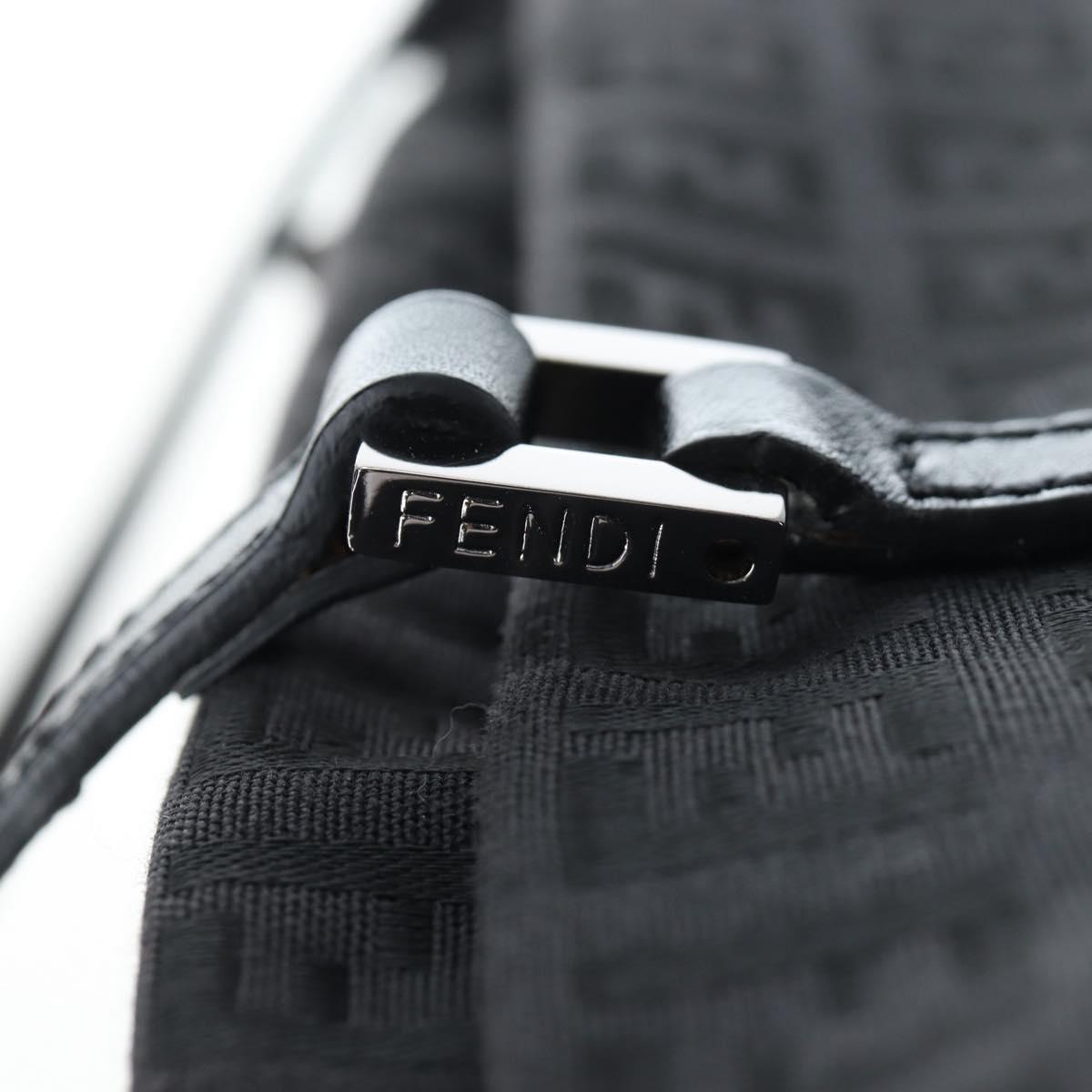 FENDI Zucchino Canvas Tote Bag Black Silver Auth am12126V