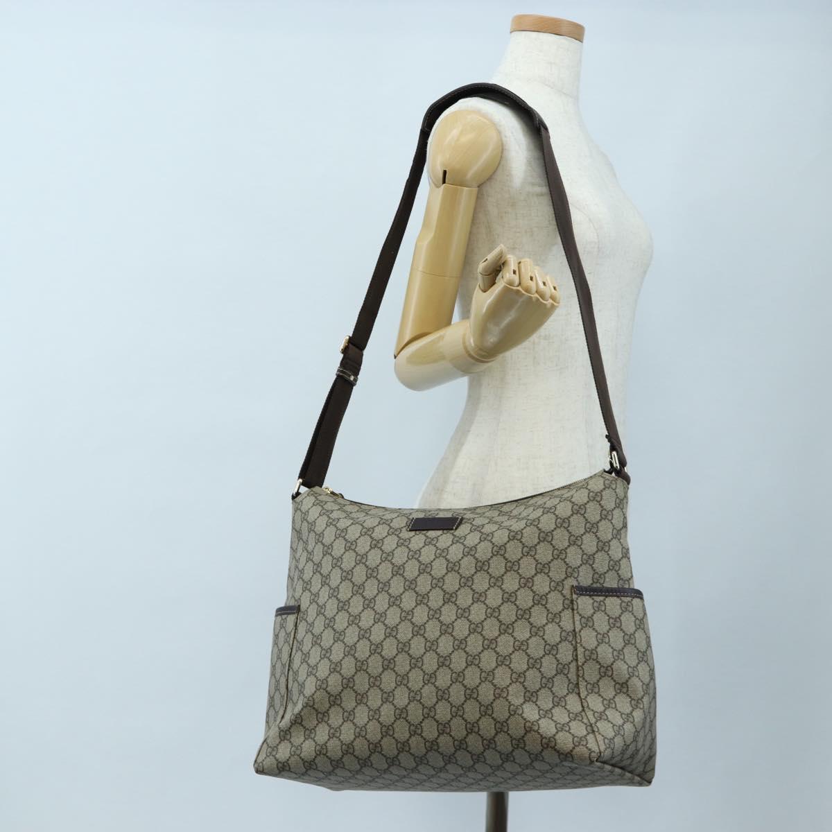 GUCCI GG Supreme Shoulder Bag PVC Beige Gold 201767 Auth am12127V