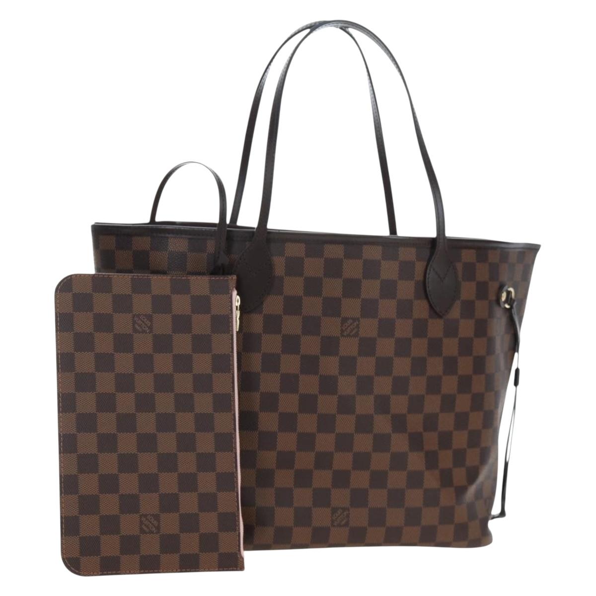 LOUIS VUITTON Damier Ebene Rose valerine Neverfull MM Bag N41603 Auth am12129M