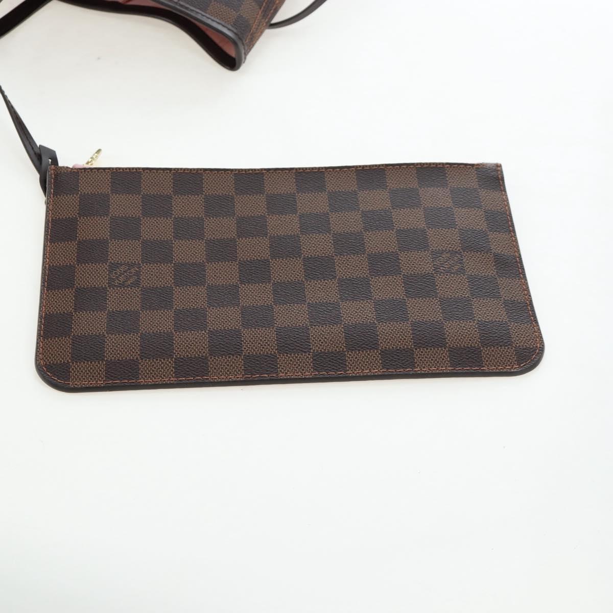 LOUIS VUITTON Damier Ebene Rose valerine Neverfull MM Bag N41603 Auth am12129M