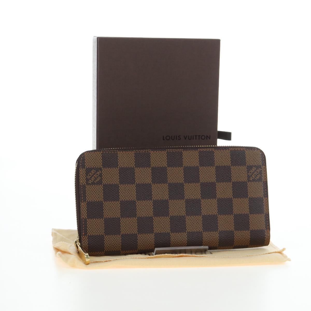 LOUIS VUITTON Damier Ebene Zippy Wallet Long Wallet N41661 LV Auth am12132V