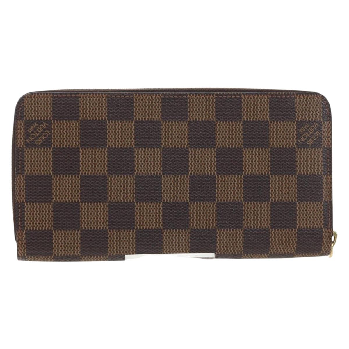 LOUIS VUITTON Damier Ebene Zippy Wallet Long Wallet N41661 LV Auth am12132V