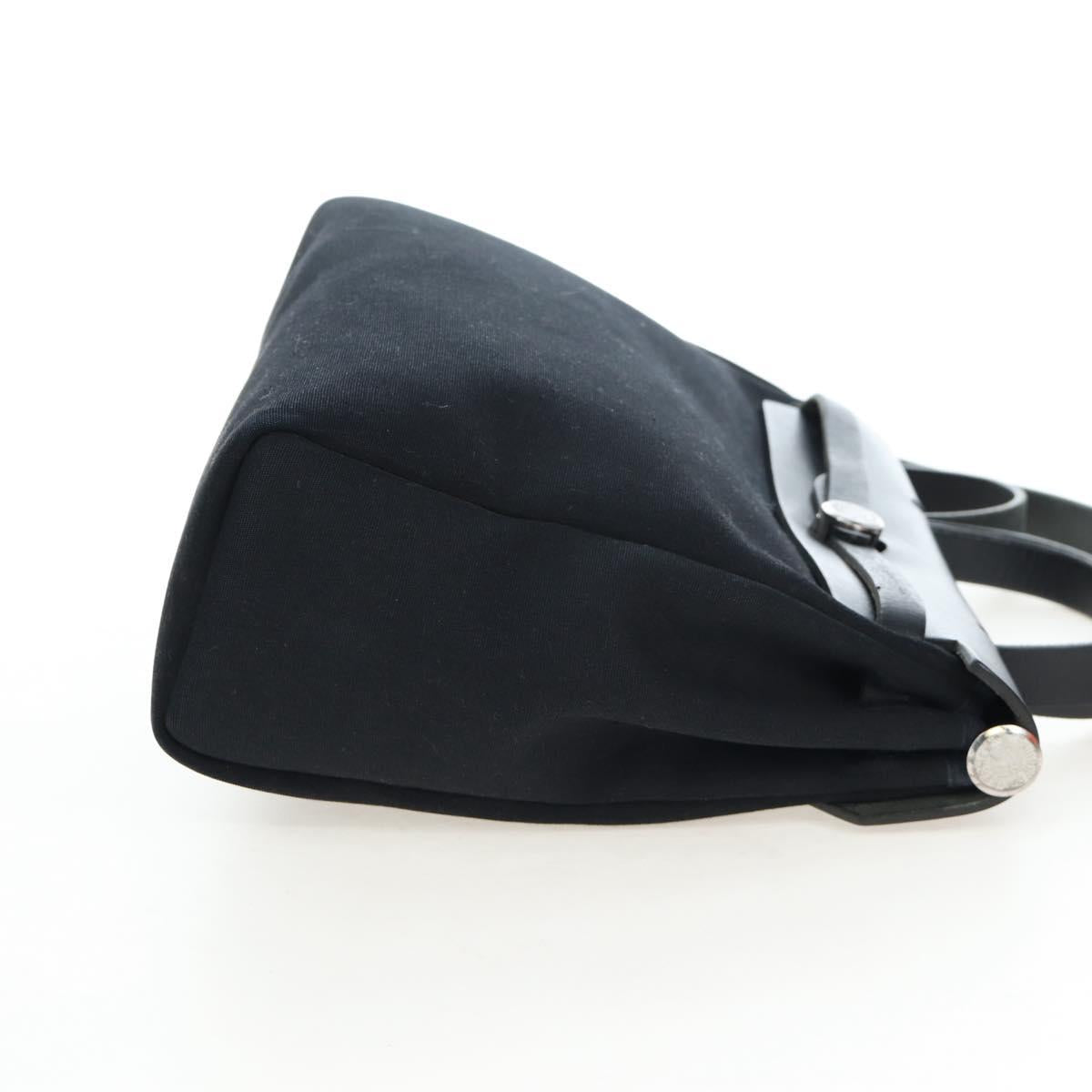 HERMES Herbag PM Hand Bag Canvas Black Silver Auth am12133V