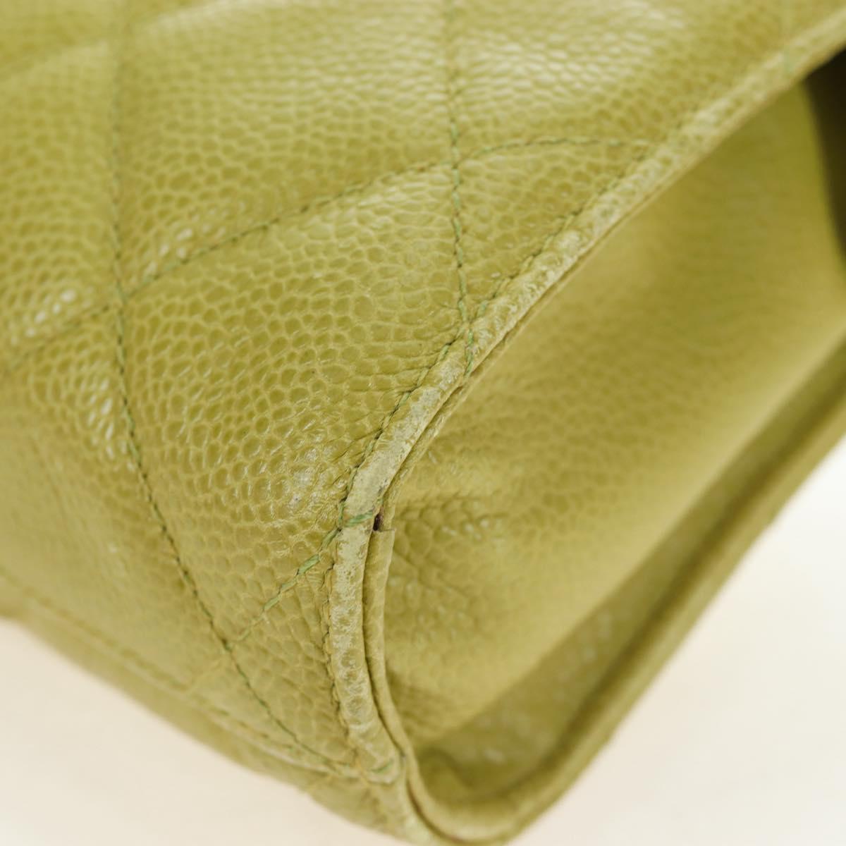 CHANEL Waist bag Caviar Skin Lime Yellow Gold CC Auth am12134V