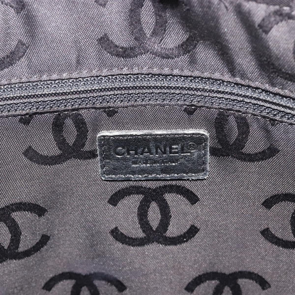 CHANEL Wild Stitch Hand Bag Leather Black CC Auth am12135