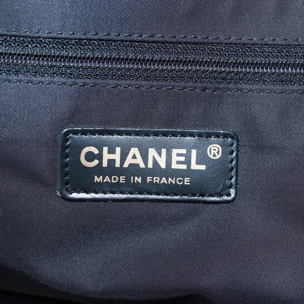 CHANEL New Travel Line Tote Bag Nylon Black Gold CC Auth am12136V