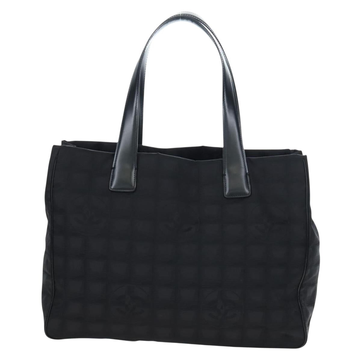 CHANEL New Travel Line Tote Bag Nylon Black Gold CC Auth am12136V